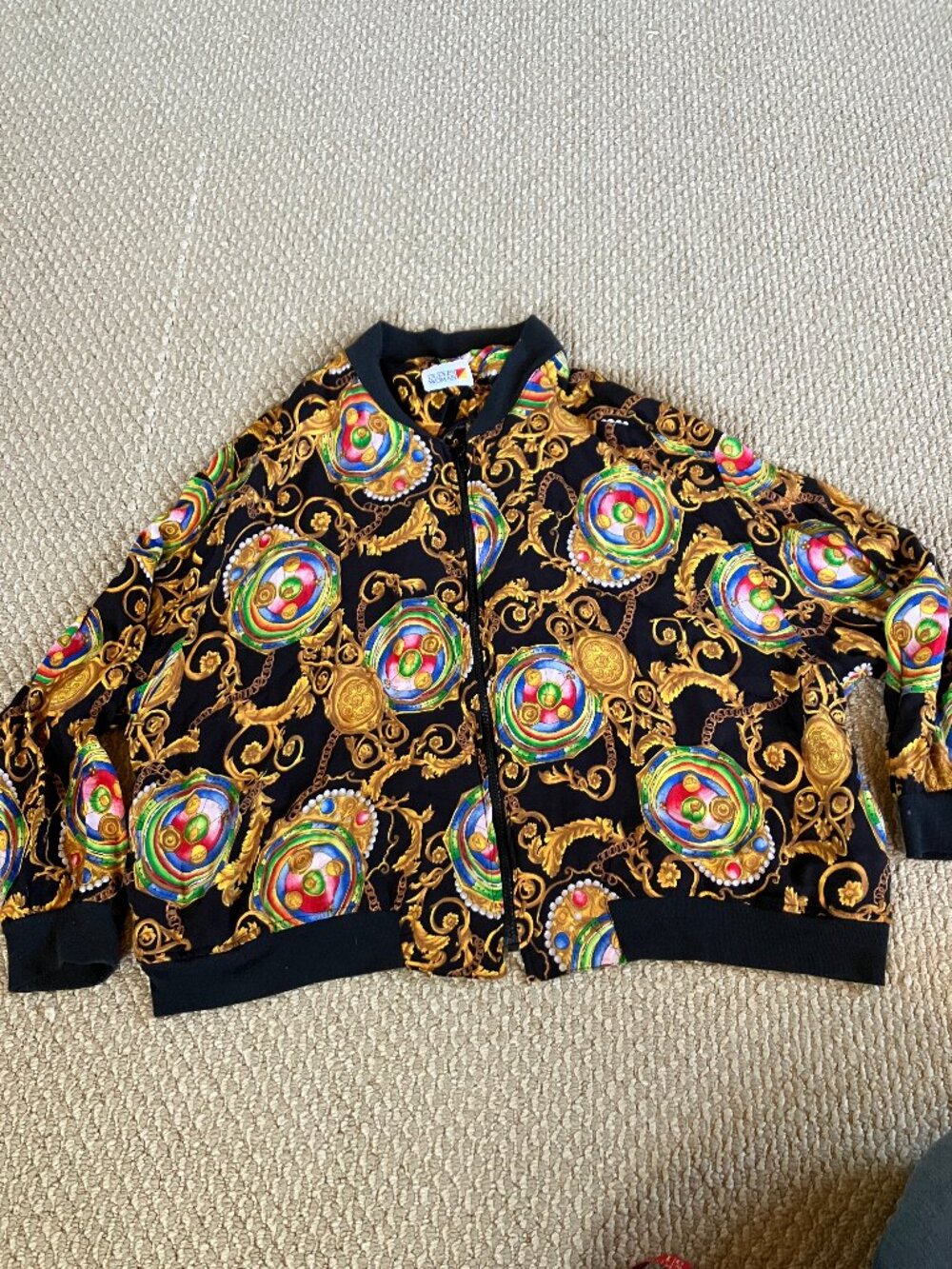 Vintage 90s Baroque Style Bomber Jacket Dudley Woman XL